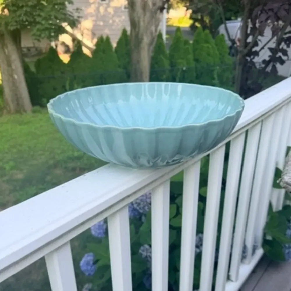 Destinos Portugal Large Turquoise Scalloped Fluted Serving Bowl 14